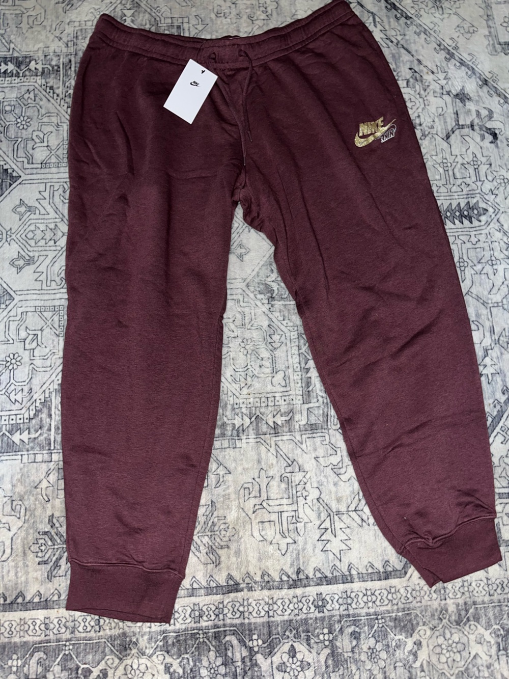 Nike Maroon Track Pants with Gold Logo
